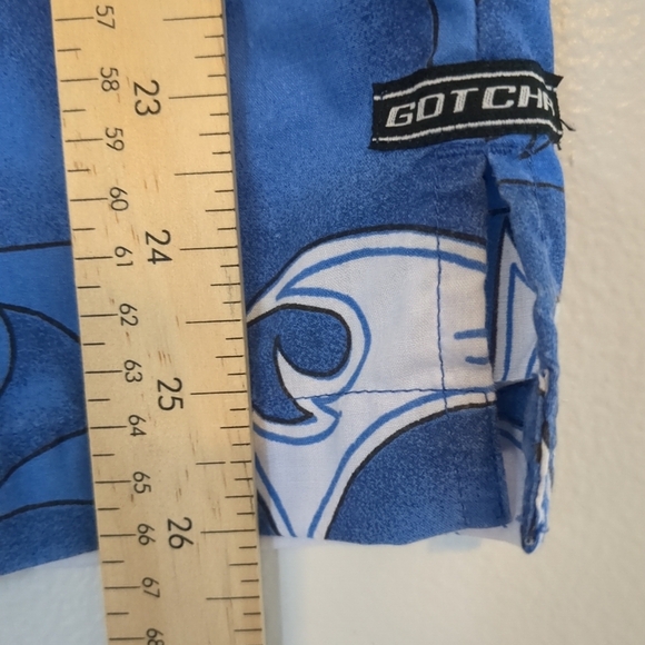 Vintage Gotcha Button Down Mens Large Blue/White Surfer Skater Beach Vacation - Picture 8 of 9